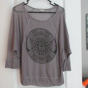Lucky Brand Sheer Grey XS Lotus Shirt